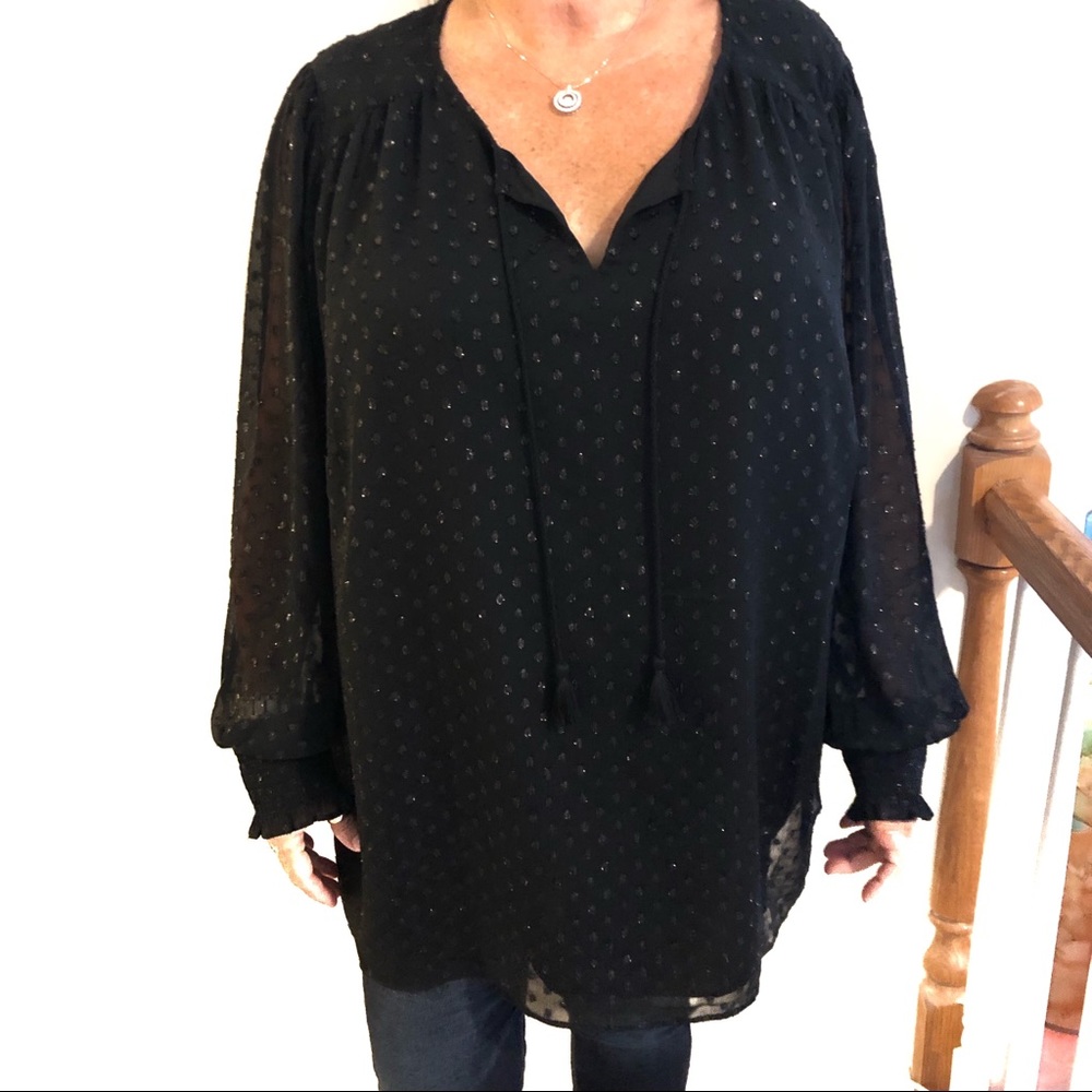 Ava & viv Black polka dot shimmer top